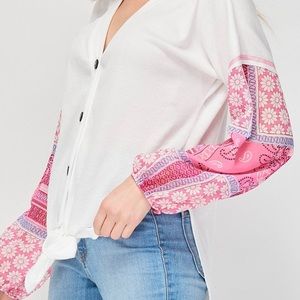 Baea Boho Pink and White Summer Top